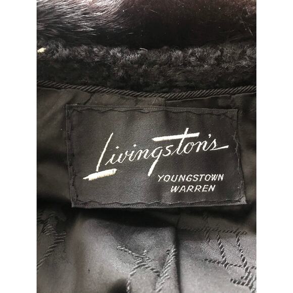 Vintage Livingston’s Black Boucle and fur trimmed 1960s overcoat - Picture 8 of 8